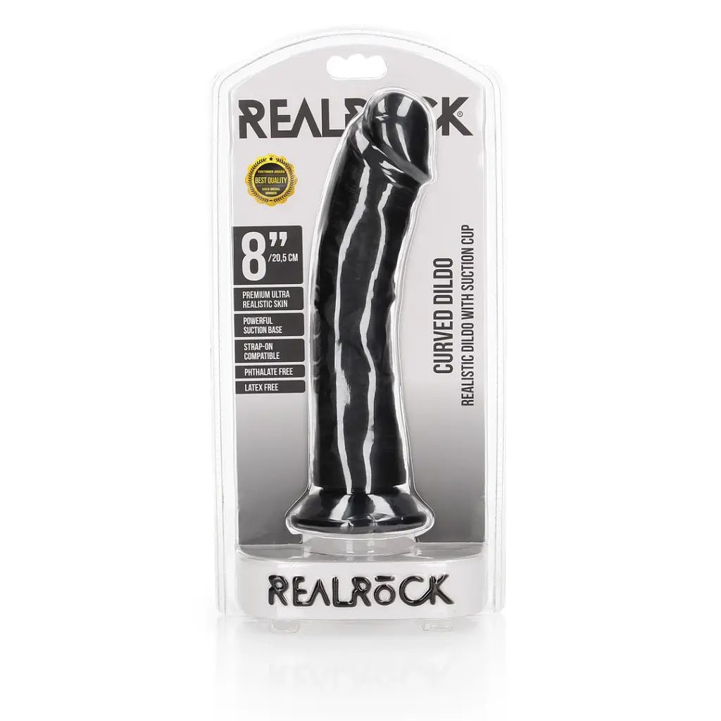 Фалоімітатор RealRock Curved Realistic 8" 20.5 см (чорний) - фото 11