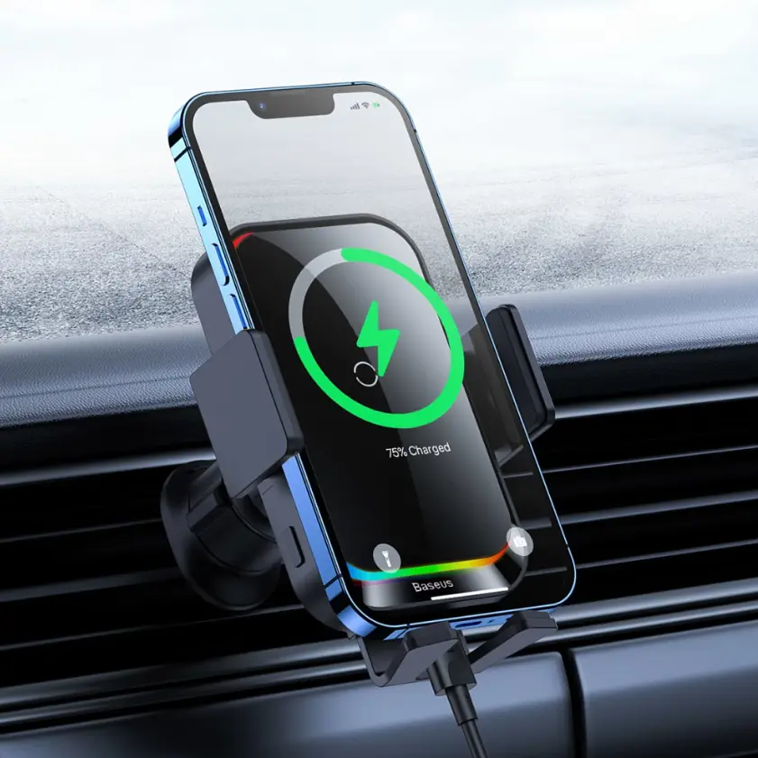 Автотримач із бездротовою зарядкою Baseus Halo Electric Wireless Charger 15W Black (SUDD000001) [82037] - фото 7