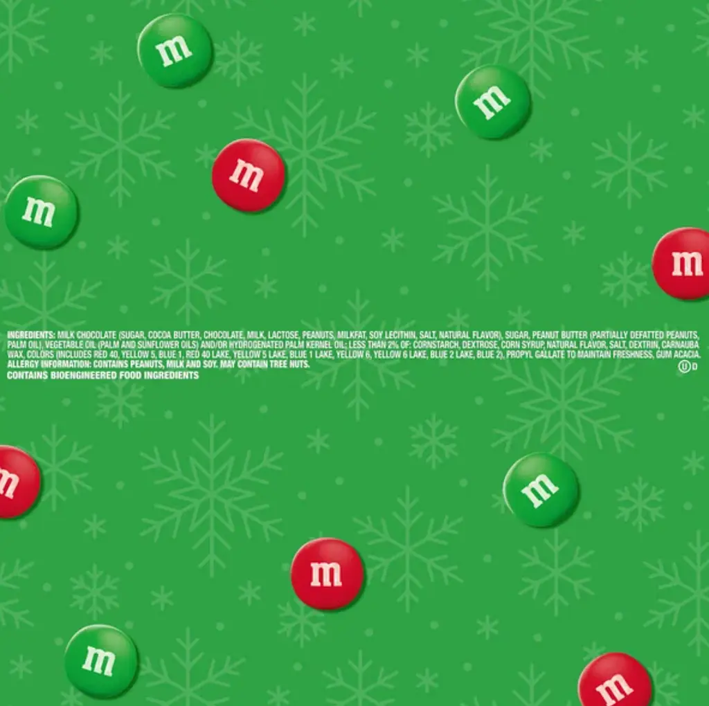 Драже M&M's Minis Peanut Butter Milk Chocolate Red & Green Christmas Candy Baking Bits 283 г - фото 8