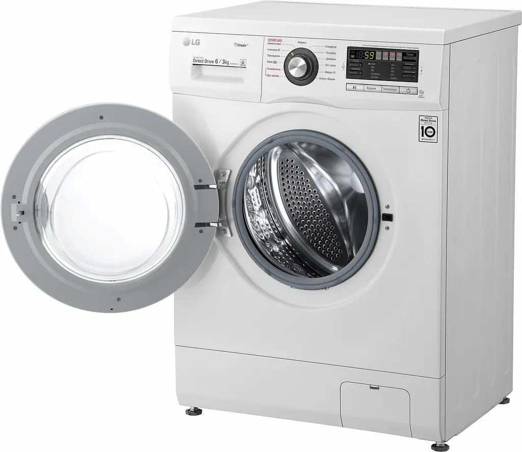 Прально-сушильна машина LG F1296CDS3, 6кг (3кг), 1200, П, Пар, глибина 44см, Дисплей, Інвертор, Білий (F1296CDS3) - фото 5