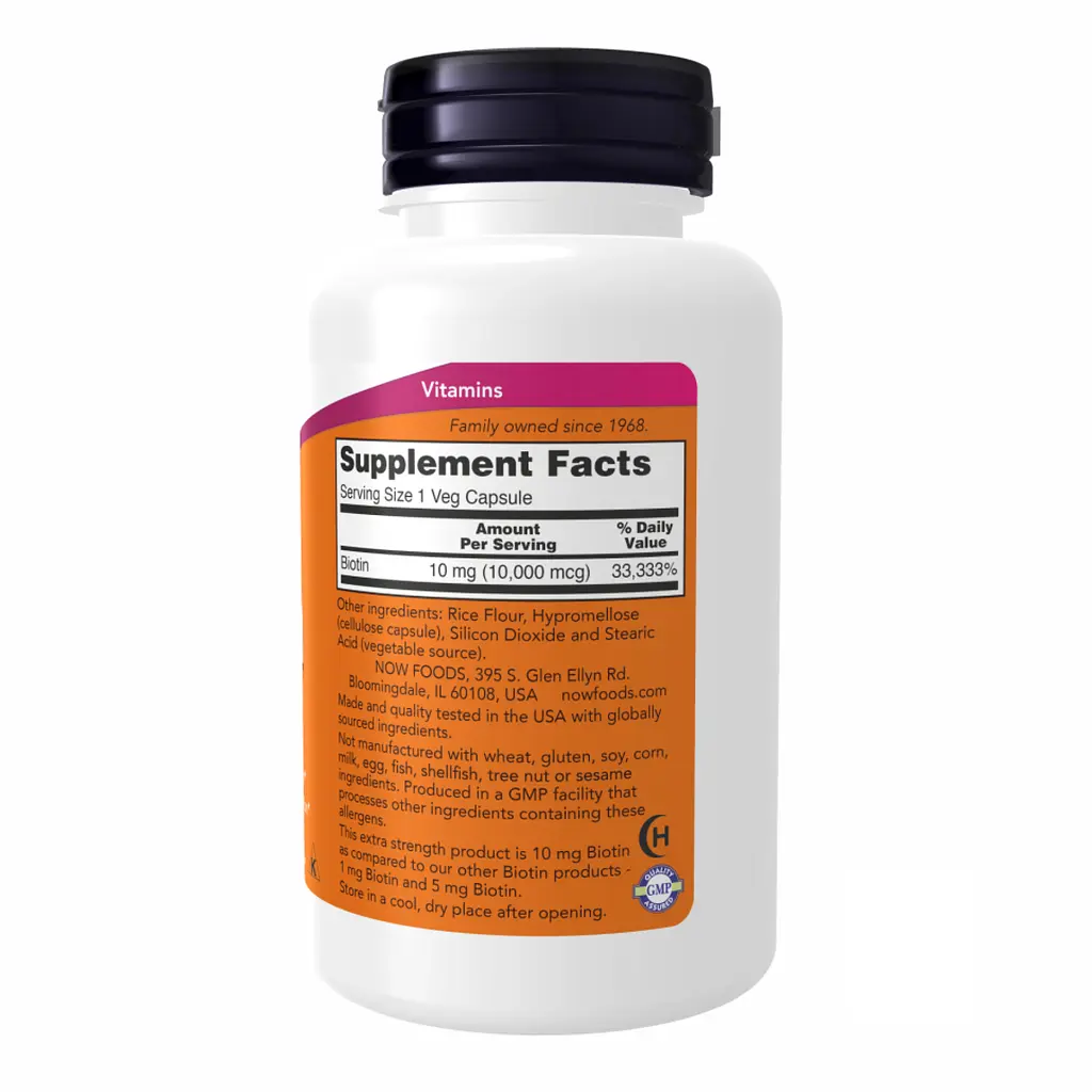 Біотин Biotin 10 мг (10 000 мкг) 120 вегетаріанських капсул - фото 2