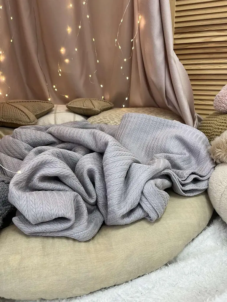 Покривало Zeintex Косичка бавовняне сіре 140х200 см - фото 4