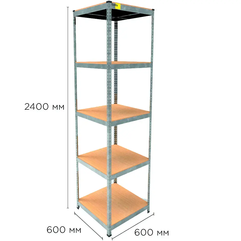 Металлический стеллаж Emby Light Series (размер 2400х600x600мм) 5 полок ДСП до 100кг Оцинкованный - фото 2