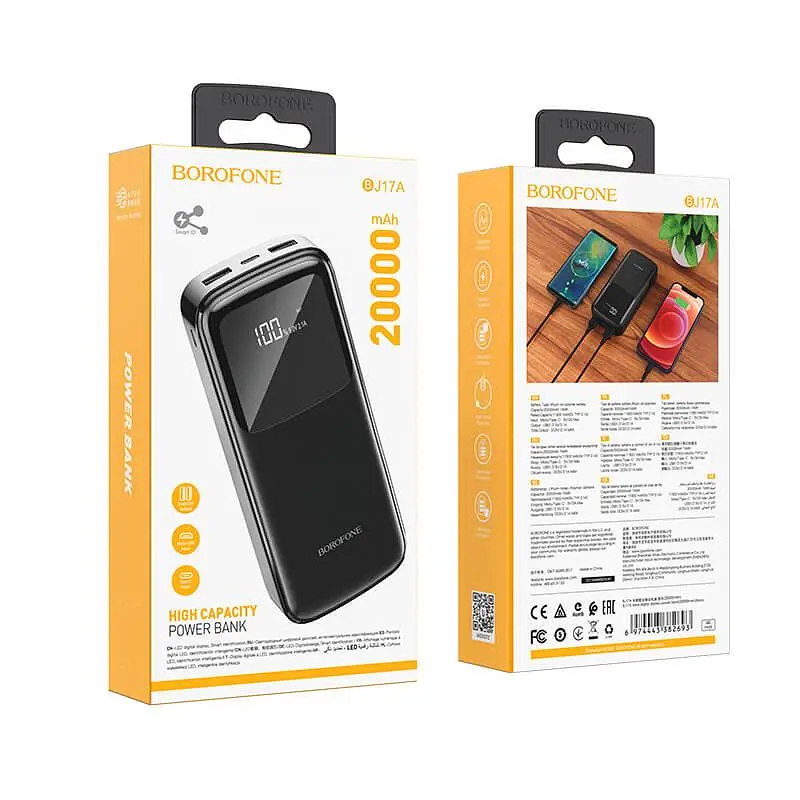 Внешний аккумулятор Borofone BJ17A Mike digital display power bank 20000mAh черный - фото 5