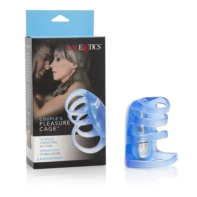 Віброкільце CalExotics Couples Pleasure Cage, 6х3 см (блакитний) - фото 5