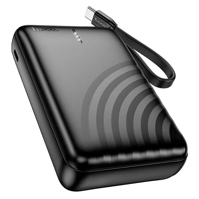 Внешний аккумулятор Hoco Strong Power Bank with Cable (USB-C) J134A 10000mAh со встроенным черным кабелем - фото 2