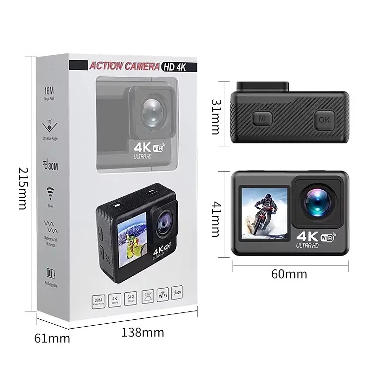 Екшн камера V8 Full HD 4K Wi-Fi з пультом дистанційного керування і водонепроникним боксом - фото 2