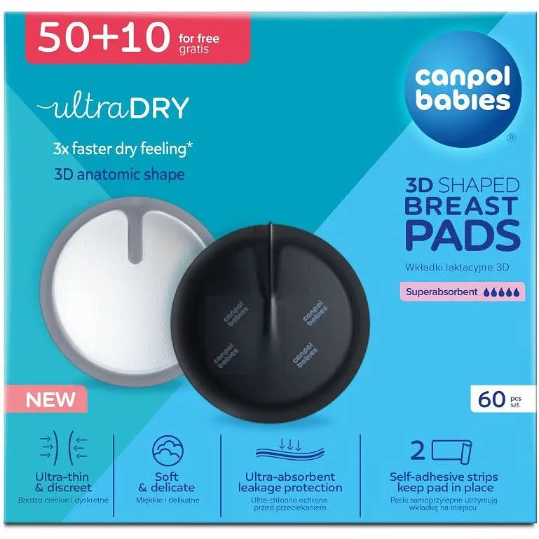Ультрапоглинаючі лактаційні прокладки Canpol babies 3D чорні 60 шт. (1/655) - фото 2