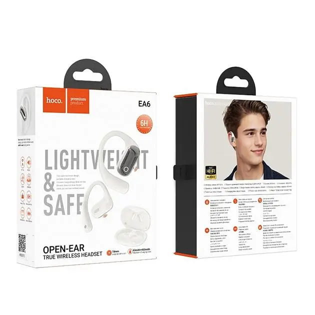 Беспроводные наушники Hoco EA6 Melody open true wireless BT headset, BT5.4, 60mAh, 450mAh, 6h, Milky White - фото 3