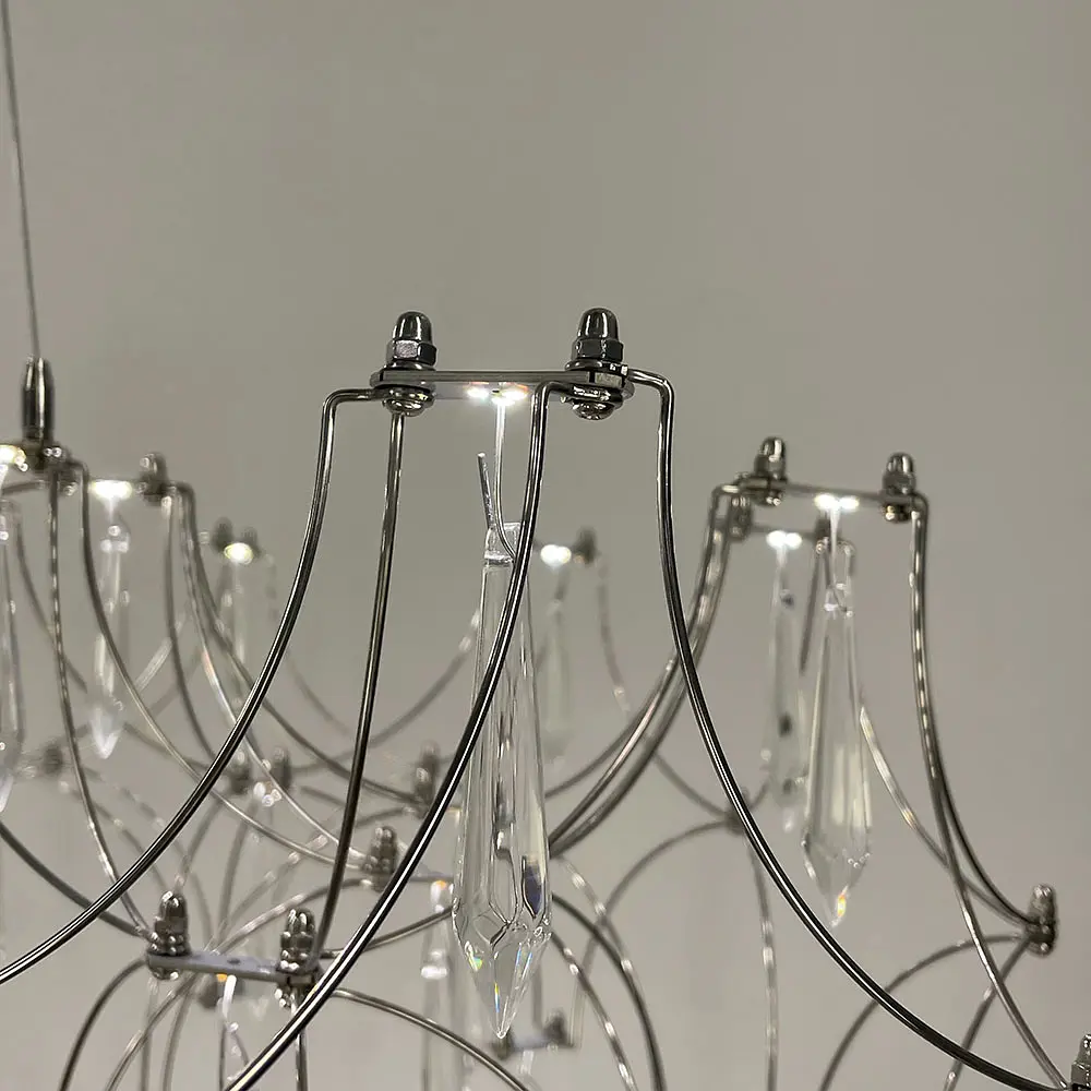 Дизайнерская невесомая серебряная люстра с хрусталем Ø 70 см | Ст. MJ 203-730 CH | Line F - фото 8