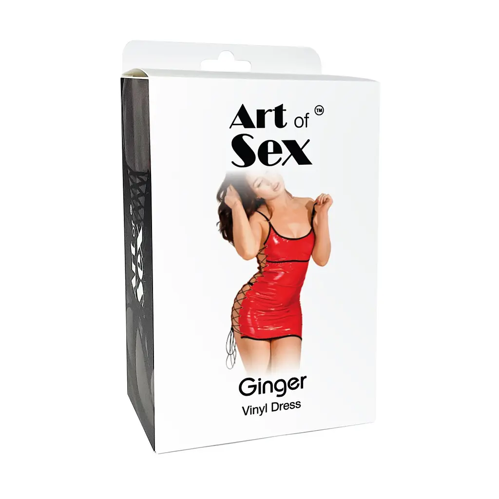 Сексуальна лакована сукня на шнурівці Art of Sex - Ginger чорна L-2XL - фото 3