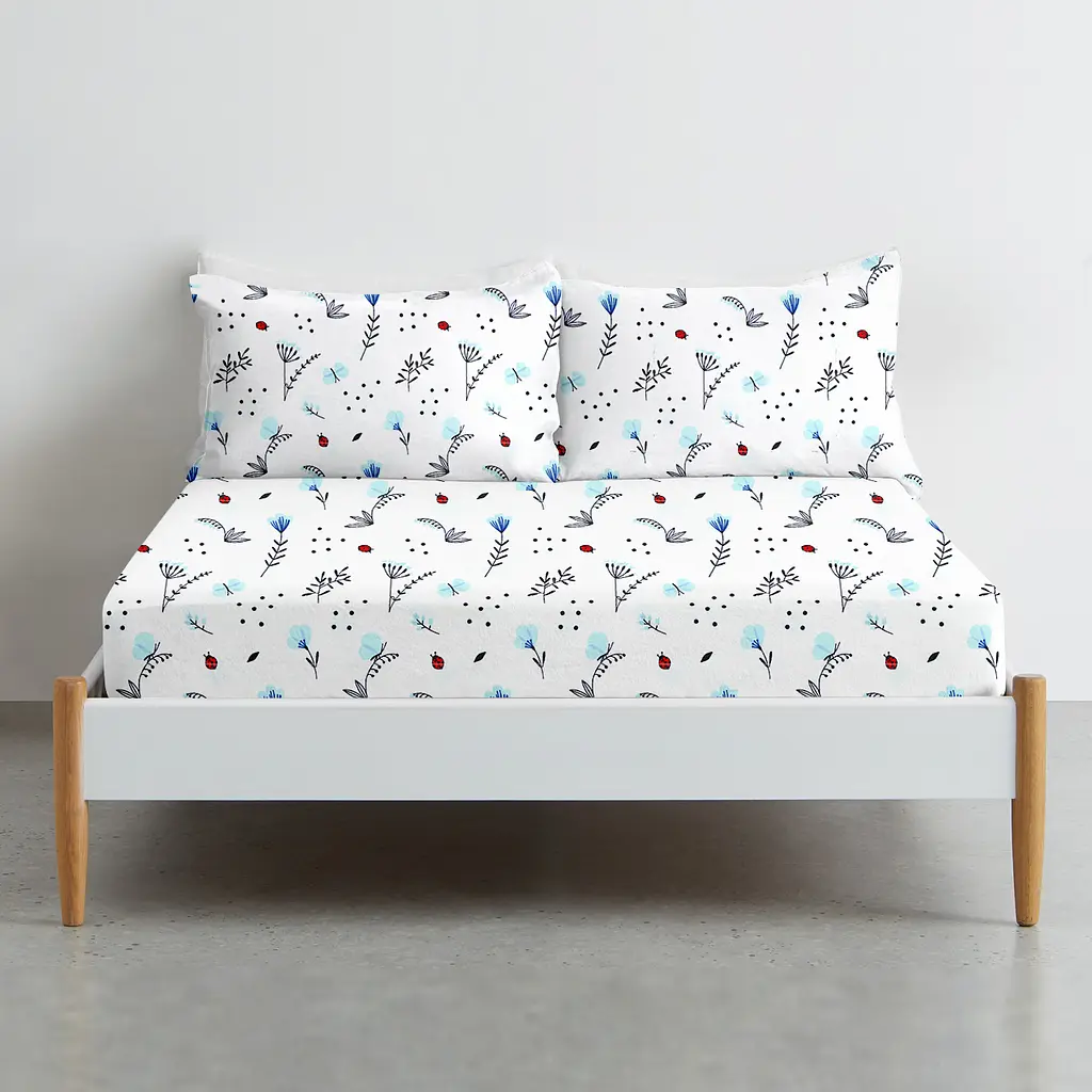 Простирадло на резинці Cosas Blue Wildflowers 90х200х20 см (BushLightBlue_90x200x20) - фото 3