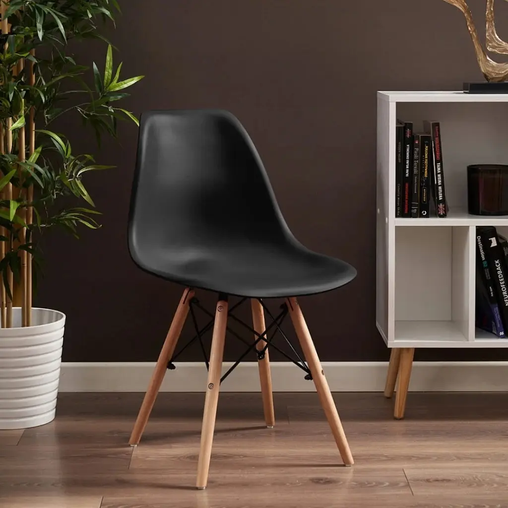 Стул Jumi Eva в скандинавском стиле с деревянными ножками черный - фото 8