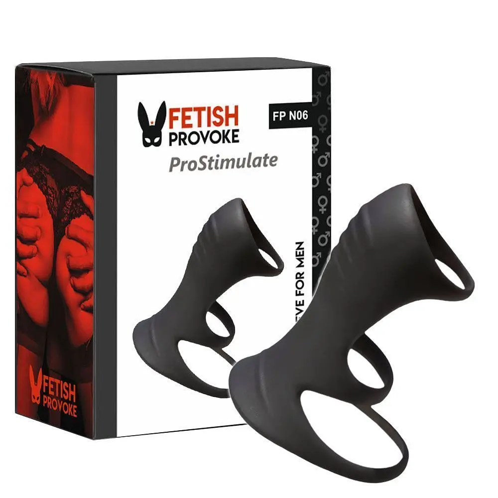 Насадка на пеніс Fetish Provoke ProStimulate N06, 8,7 см (чорний) - фото 2