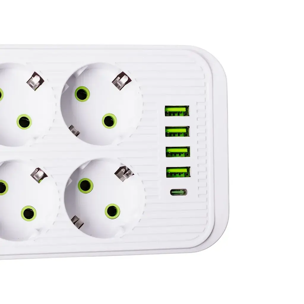 Сетевой фильтр-удлинитель Yiwu HP-5-23 SMART F06U на 6 розеток 5 USB 3 метра белый  - фото 7