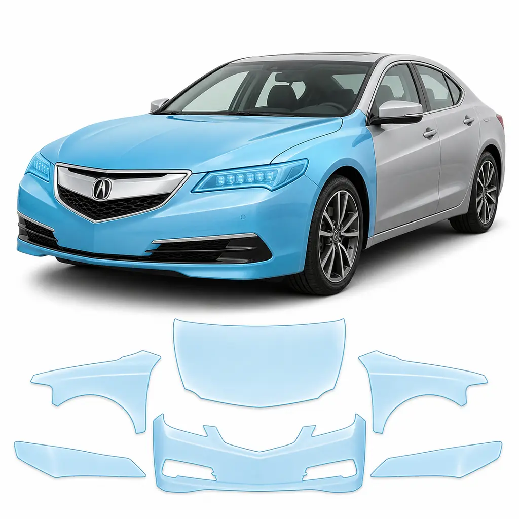 Антигравійна захисна бронеплівка за лекалами для Acura TLX I 2015-2017 - передня частина авто (капот бампер крила))