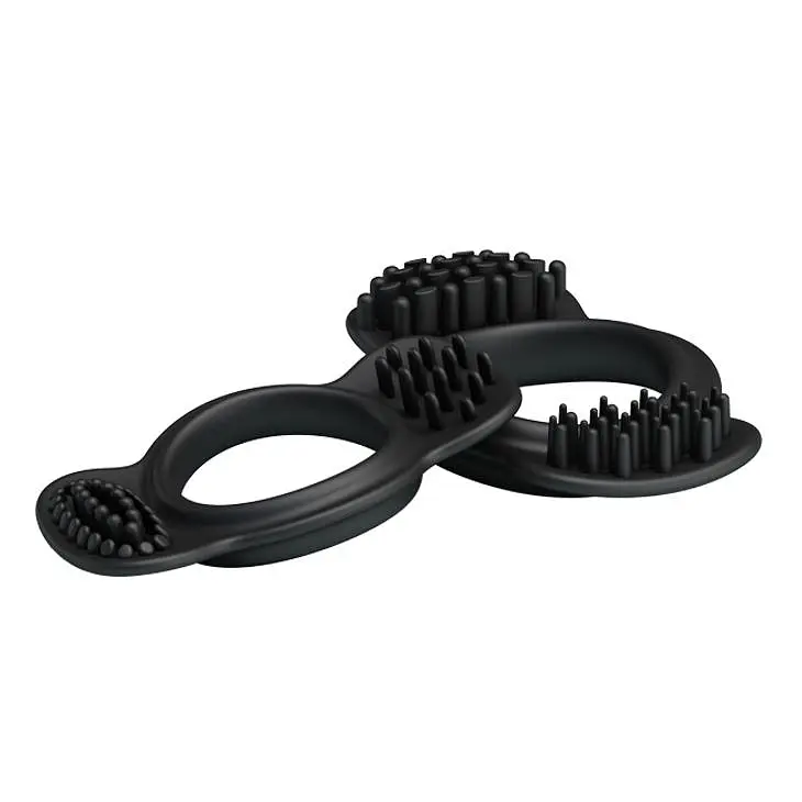 Ерекційне кільце Baile Double Cock Ring, набір з 2 шт (чорний) - фото 4