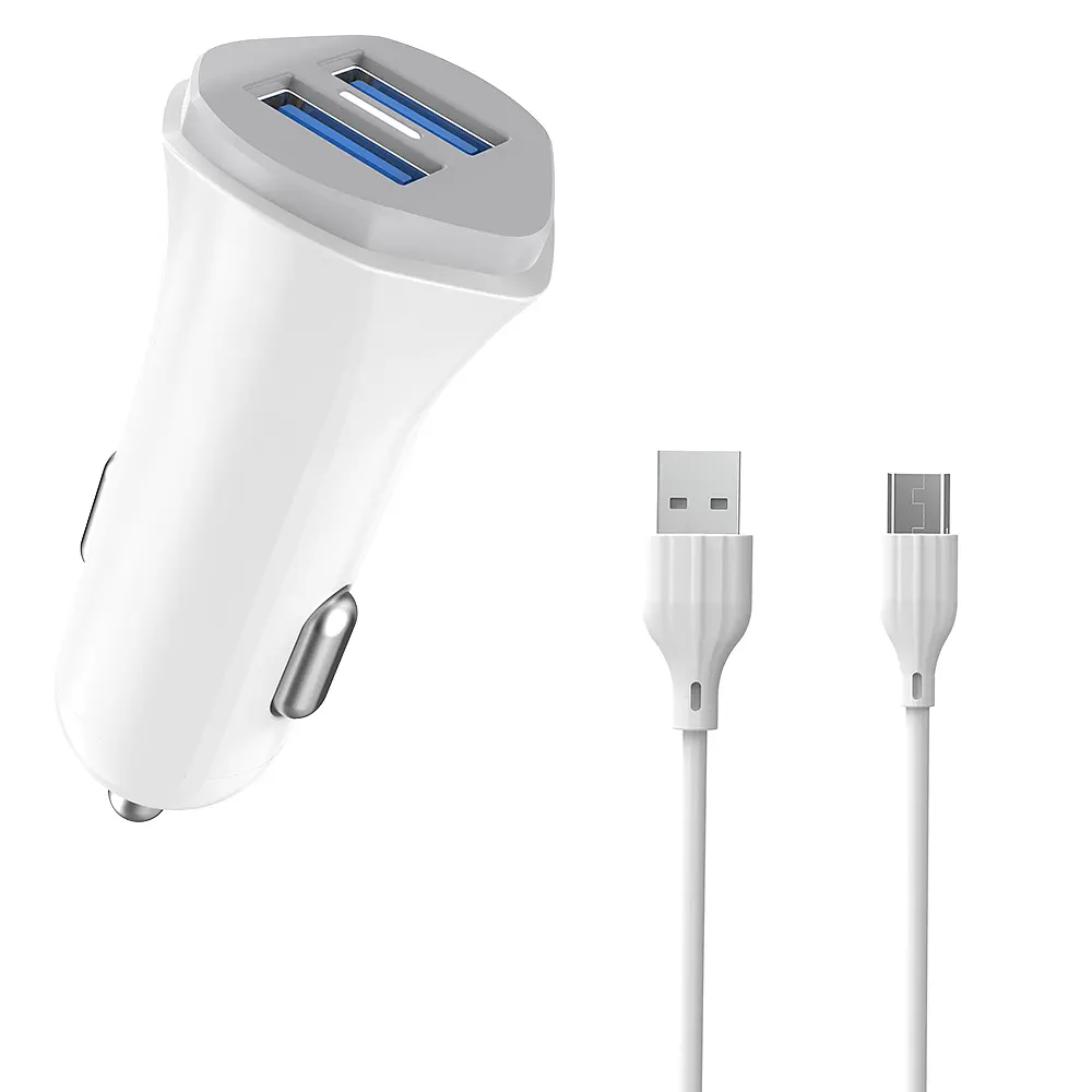Автомобільний зарядний пристрій Aspor A903 (2USB/3.4A) + USB кабель Type-C- білий - фото 2