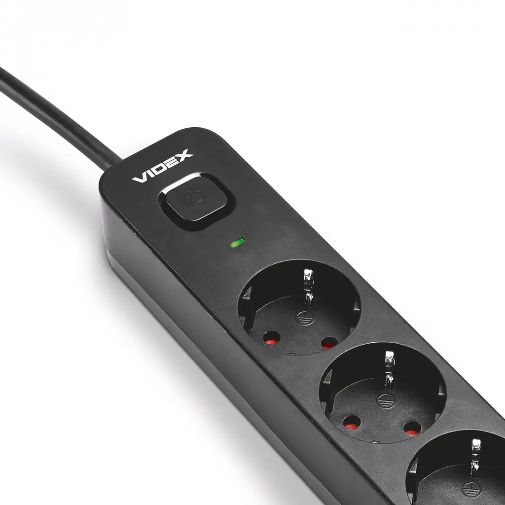Сетевой удлинитель Videx Oncord з/з 3 п 3 м (3x1.5 мм) 2.4А 2USB+USB-C с кнопкой черный (VF-PD33G2U1C-B) - фото 6