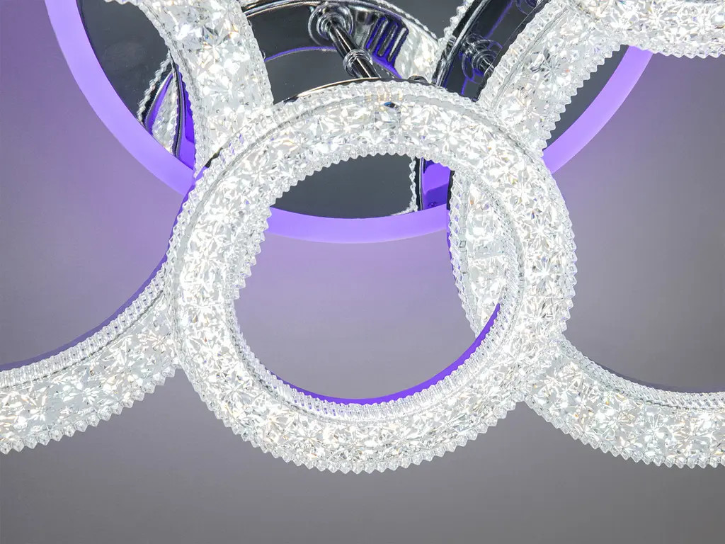 Люстра стельова LED Diasha 2203/3+3HR, 107W, 3200K-6500K, хром, сучасний стиль для вітальні, спальні, кухні, офісу - фото 5