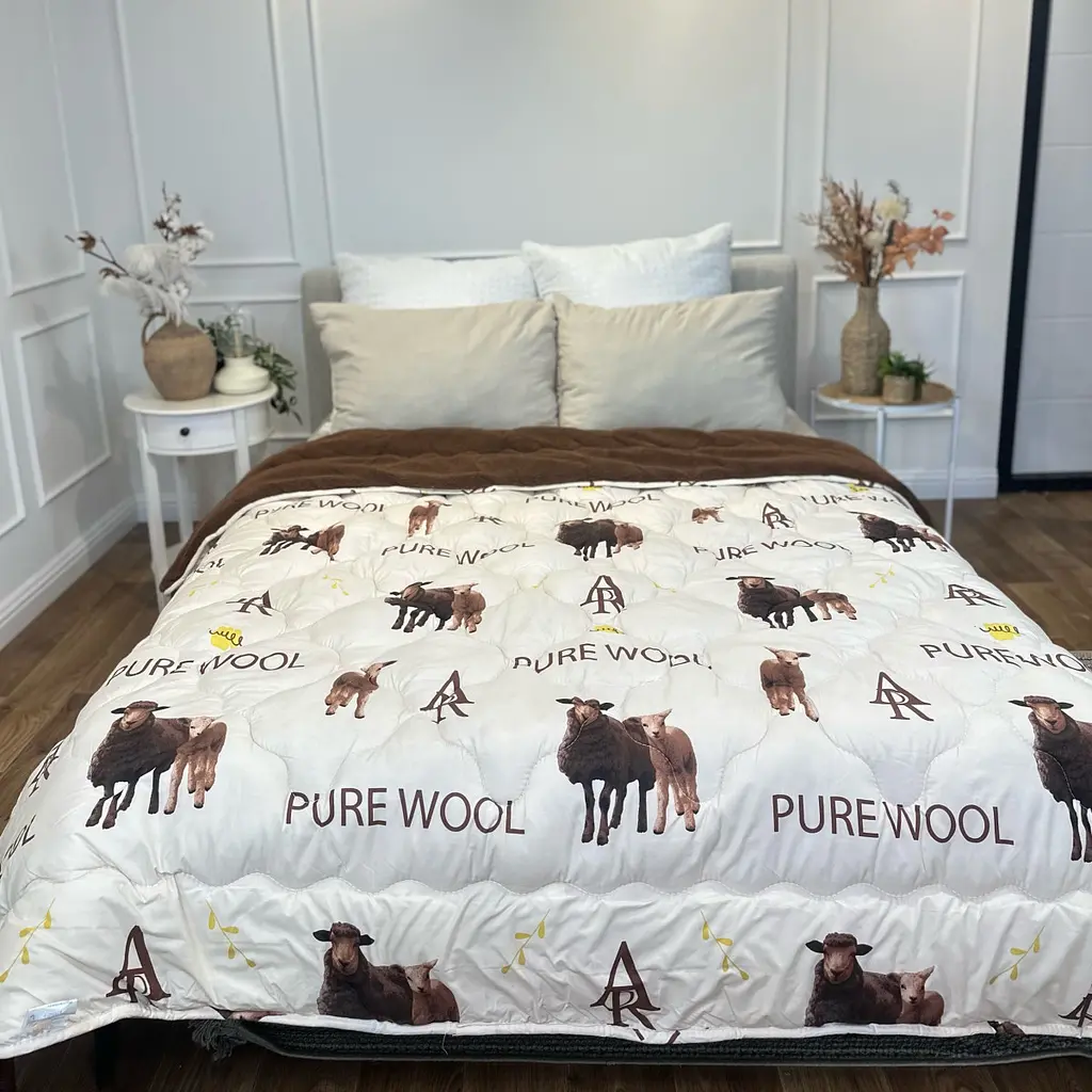 Ковдра полуторна відкрита двостороння з вовни Arda Pure Wool 21445 150х210 см шоколадне - фото 4