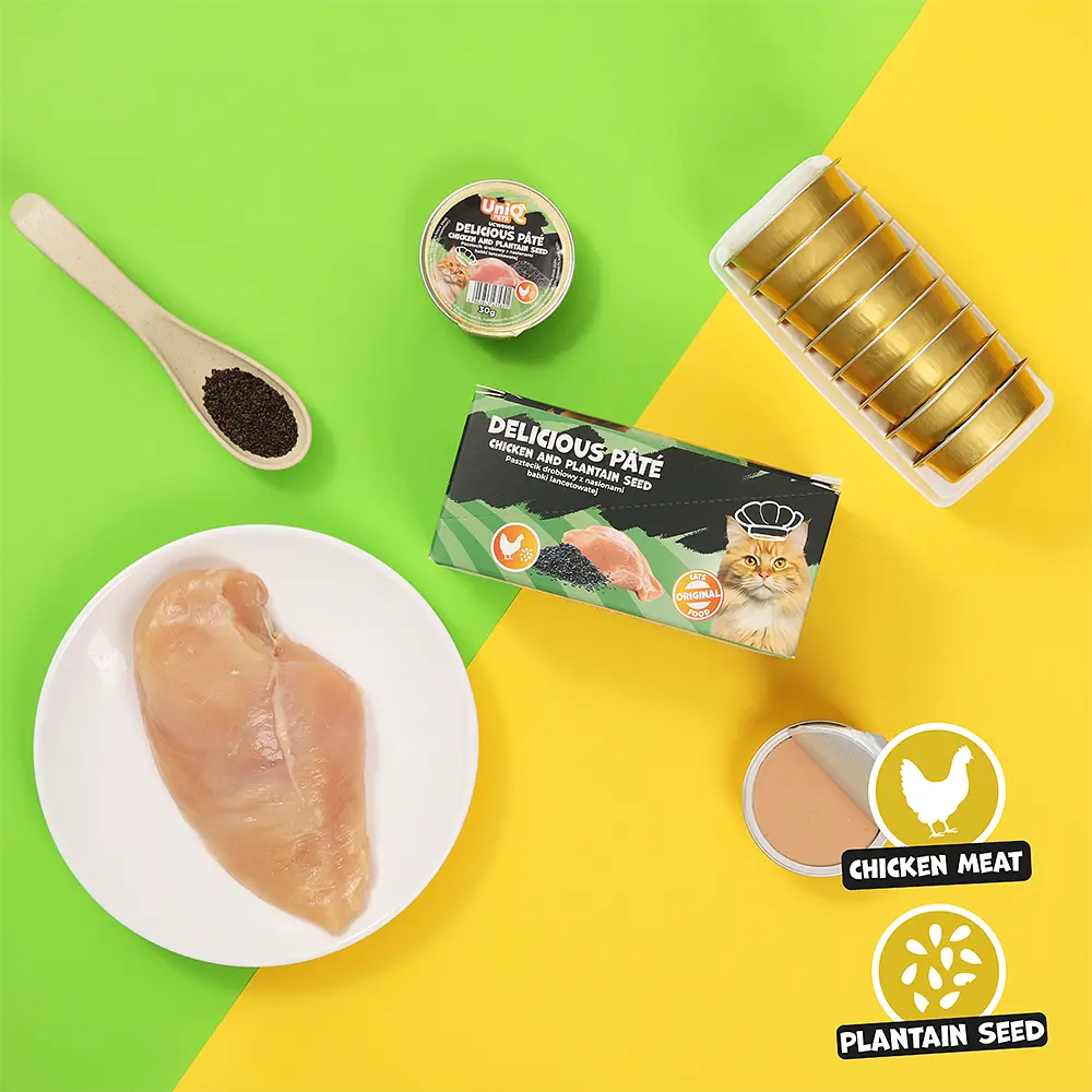 Смачний паштет UNIQ PETS CAT WET FOOD DELICIOUS з куркою та насінням подорожника, 30 г - фото 4