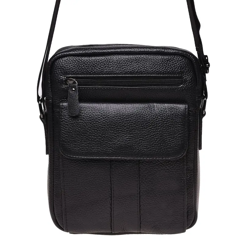 Чоловіча сумка Borsa Leather K18154 27x22x7 см Чорний (14783) - фото 2