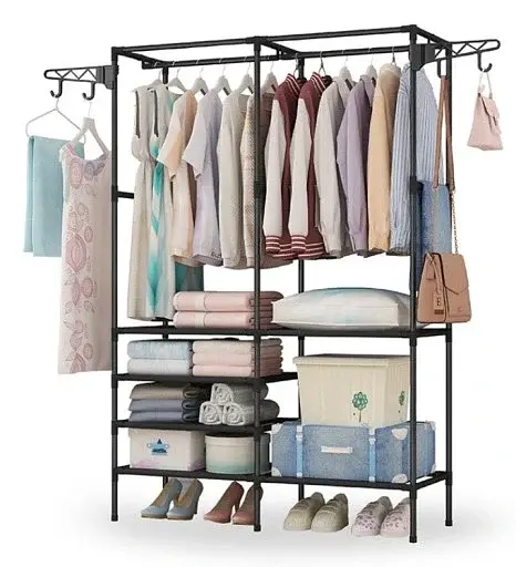 Вішак для одягу 86 / 43 / 173 Simple Coat Rack Double Row / Вішалка з полицями - фото 3