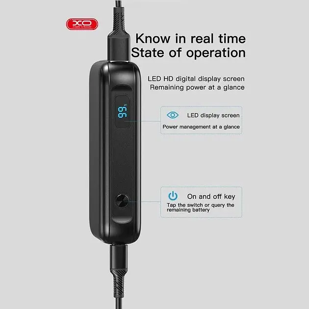Портативний внешний аккумулятор XO PR190 (15000 mAh) 45W черный - фото 6