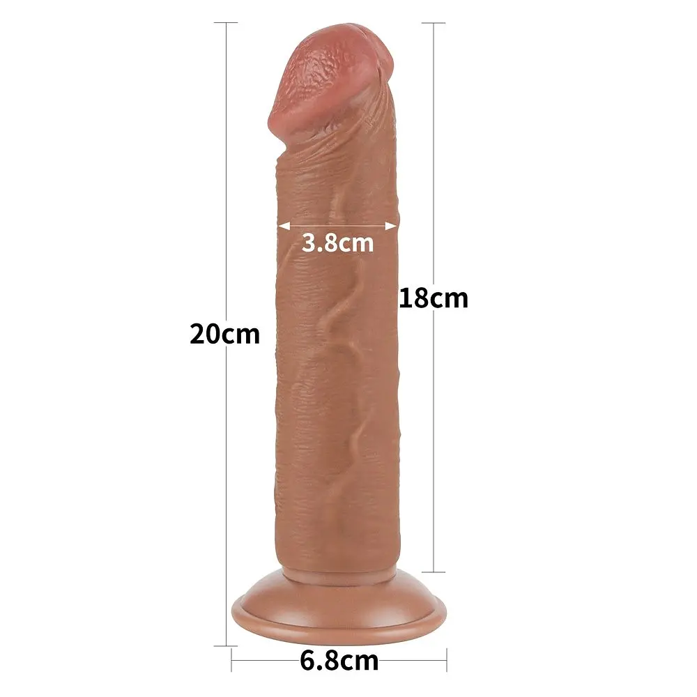 Фалоімітатор 8 SLIDING SKIN DUAL LAYER DONG BROWN LOVETOYS 66-LV317306 102667 - фото 5
