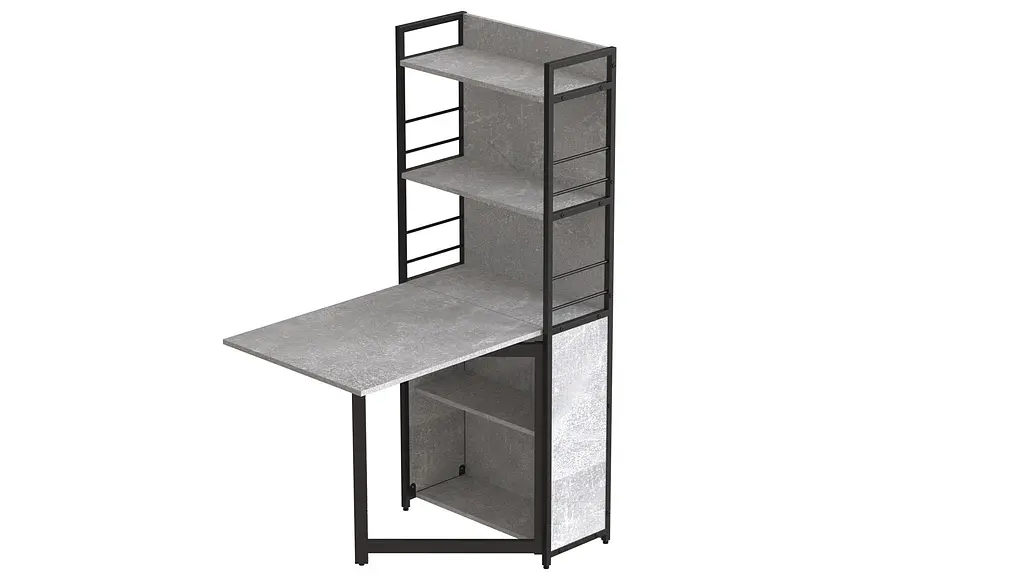 Стіл книжка з етажеркою Практик 2 Ferrum-decor 1555x640x990 Чорний метал ДСП Бетон 16 мм (FRD-104631) - фото 4