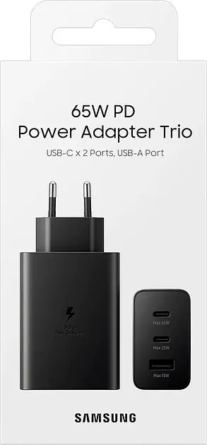 Зарядное устройство для Samsung 65 W Trio (EP-T6530NBEGEU) черный - фото 2