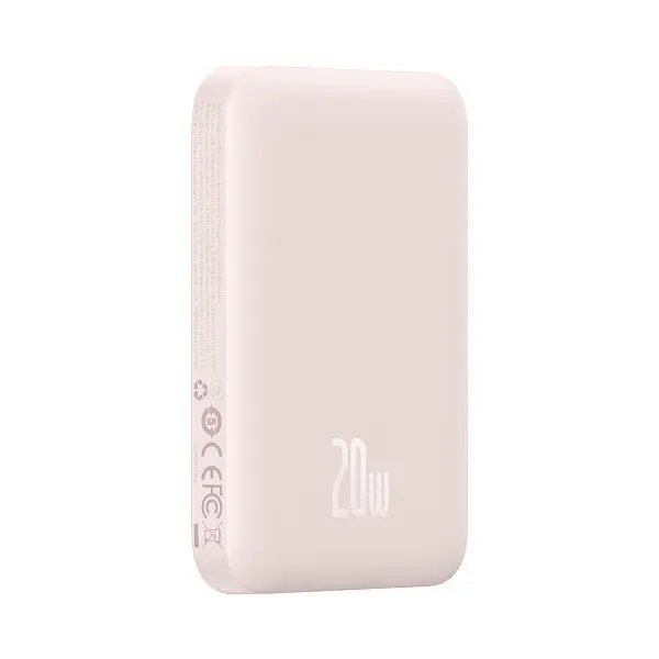 Магнітний портативний павербанк з бездротовою зарядкою Baseus Magnetic 20 W 6000 mAh для iPhone рожевий - фото 2
