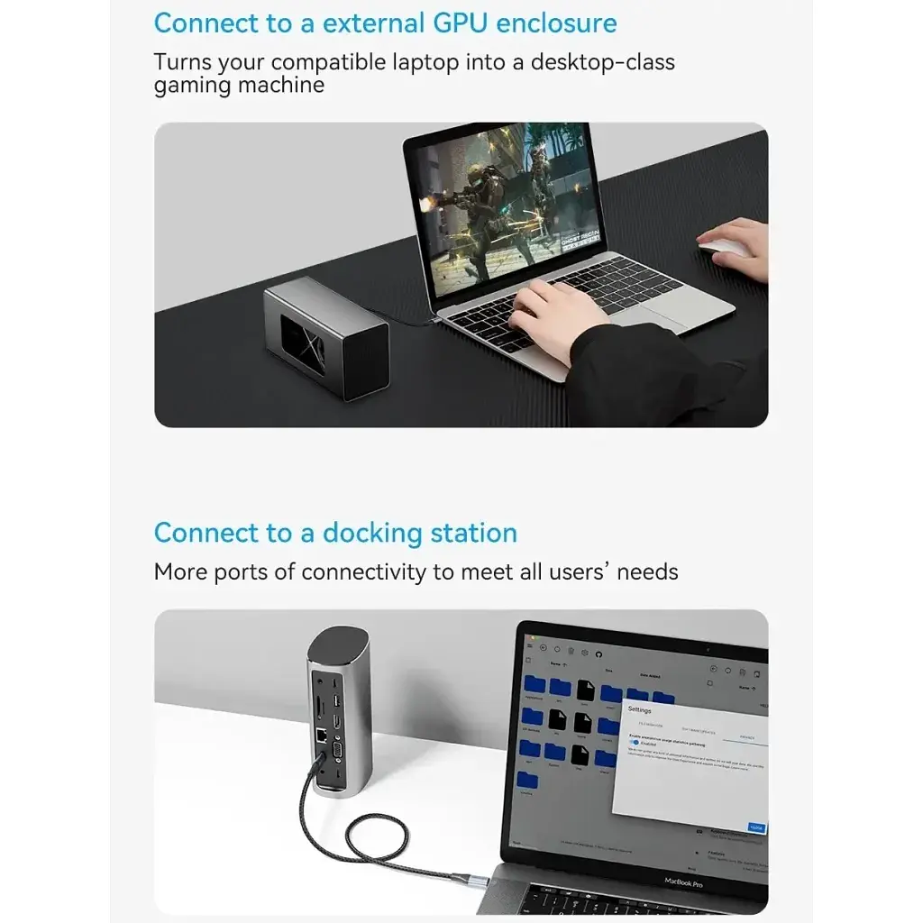 Дата кабель USB-C to USB-C 1.0m Thunderbolt 4 240W (50V/5A) 8K60Hz Gray Aluminum Alloy Vention (TAVHF) - фото 11