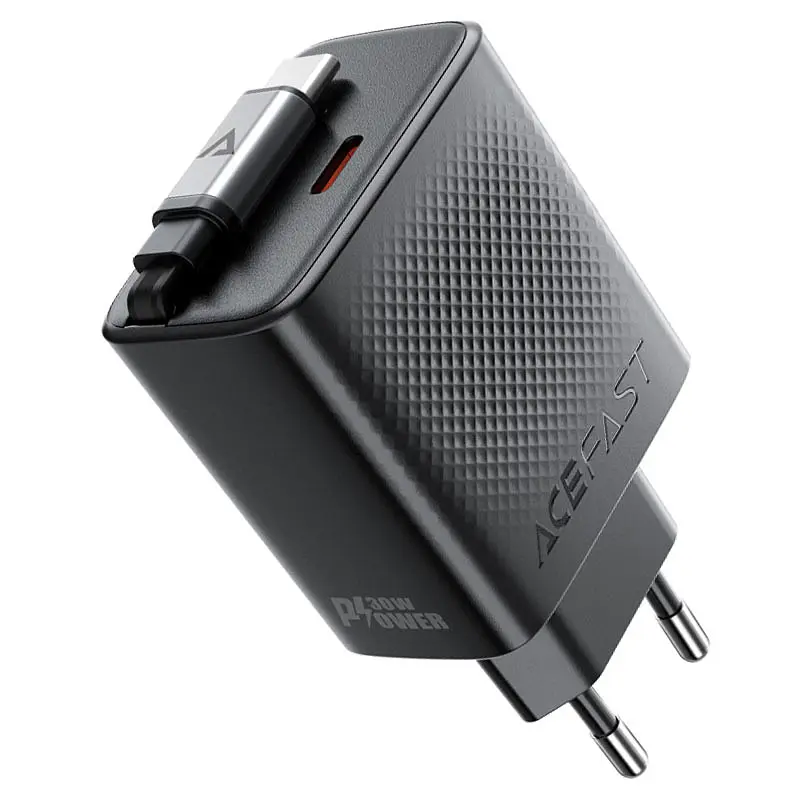 МЗП Acefast A110 GaN With Retractable Cable Type-C PD30W (1USB-C) Black - фото 4