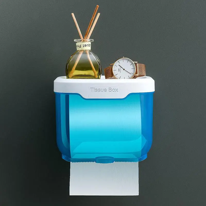 Пластиковий водонепроникний бокс - тримач туалетного паперу та серветок Tissue Box з поличкою для ванної кімнати - фото 2