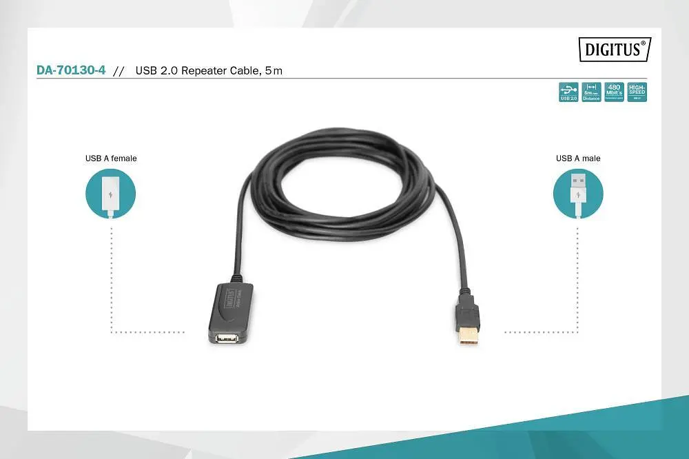 Кабель Assmann активний USB 2.0 5 M DA-70130-4 Black - фото 5