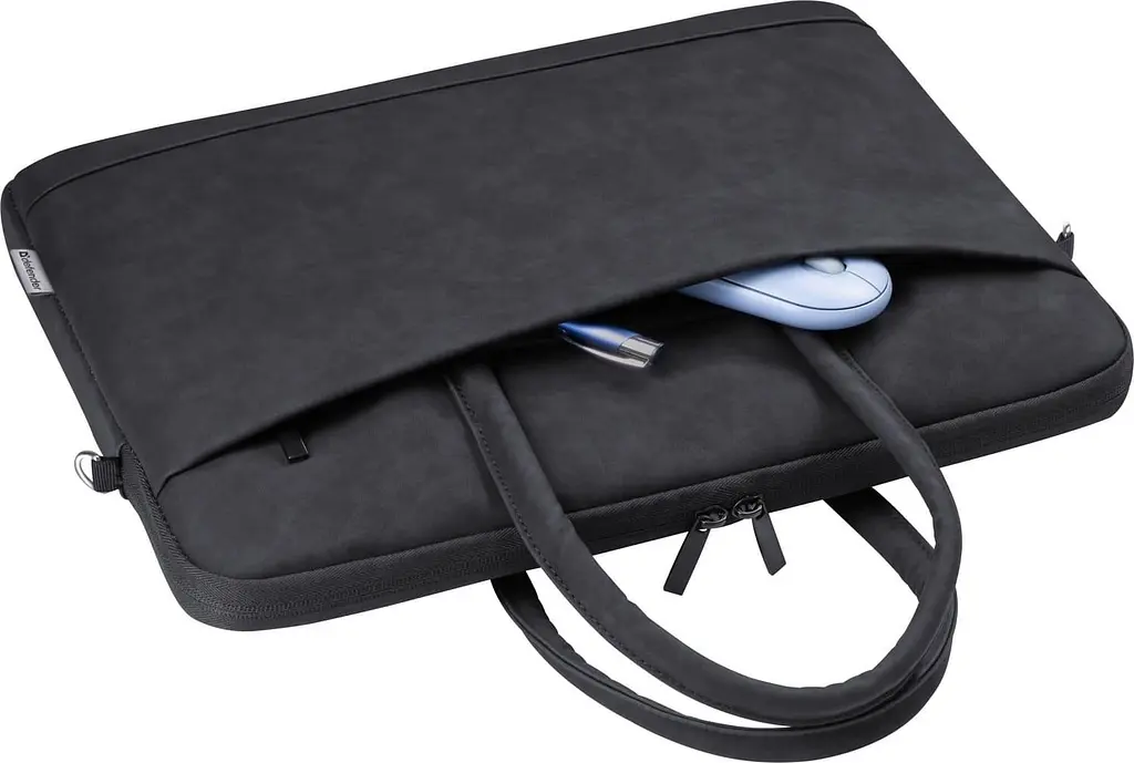 Сумка для ноутбука Defender 15.6'' Trendy з кишенею, шкіра, чорна (26130) - фото 6