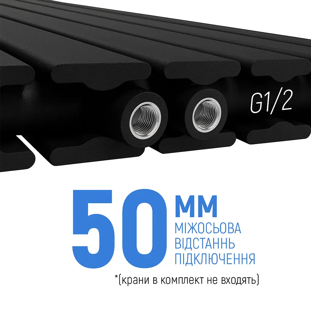 Вертикальний радіатор Navin Largo double 456x1800-6 (50мм), anticor, чорний муар 12-212033-4860, Чорний матовий - фото 2