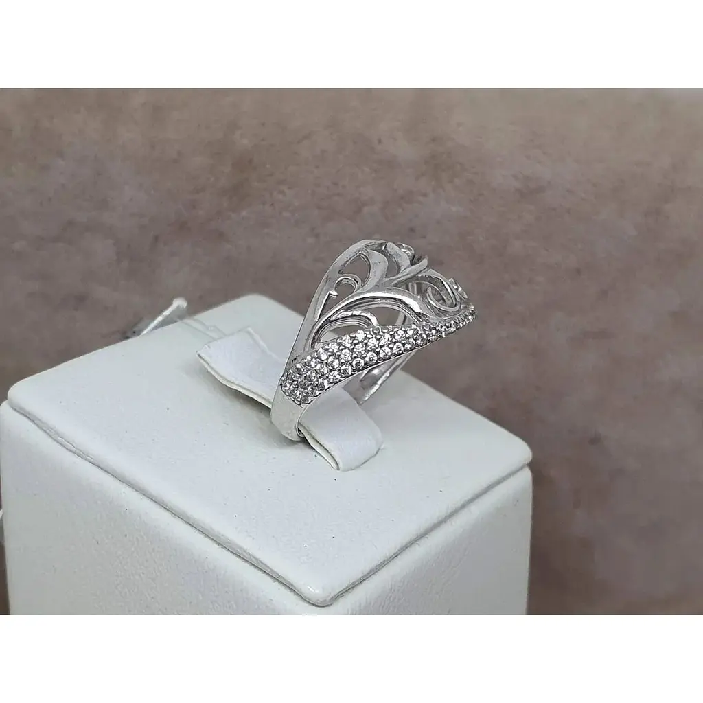 Срібне кільце Агні АРОМАТ з фіанітами. 1179/1Р-CZ 18 - фото 3