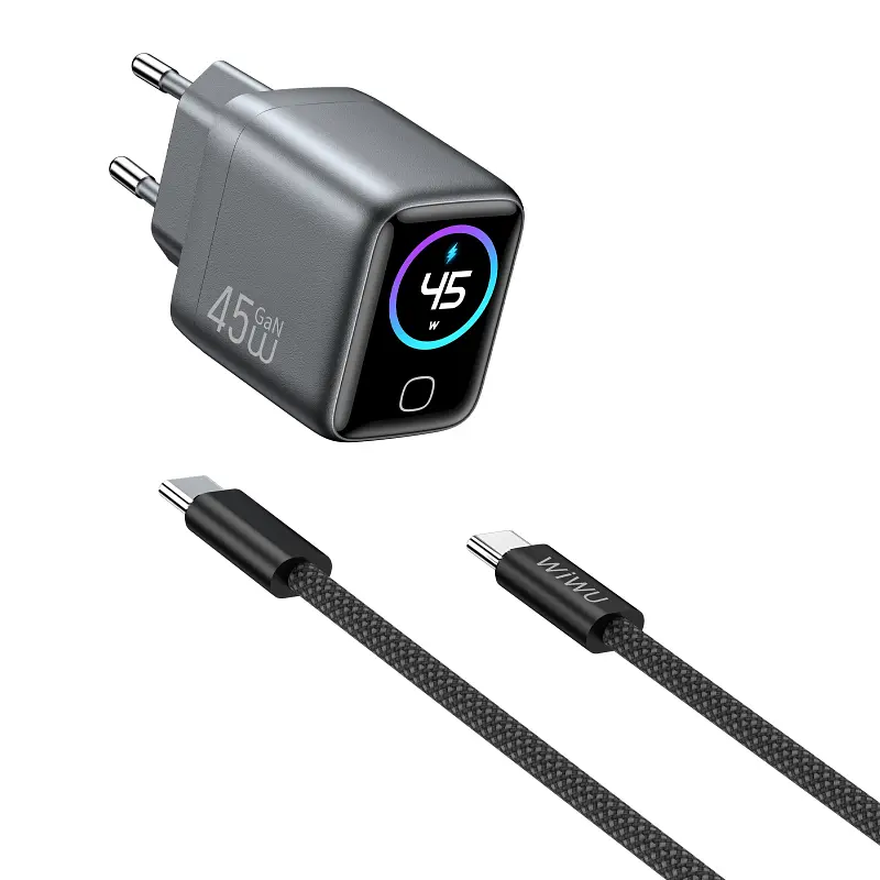 МЗП CHG500 Voyager PD45W (1USB-C) + кабель Type-C to Type-C Grey Wiwu teh0029658 - фото 2