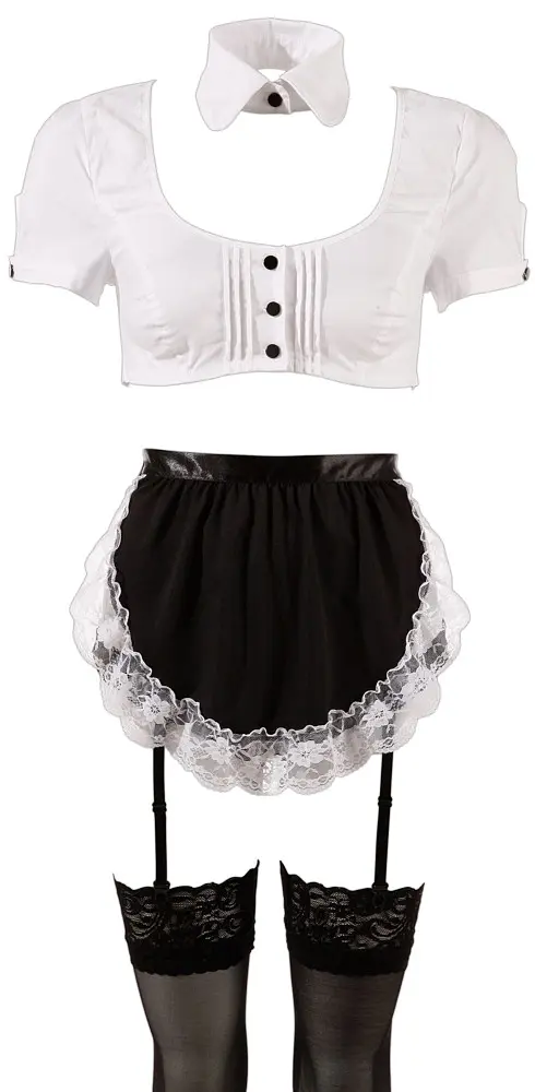 Сексуальний костюм Cottelli Collection Maid Set L чорний з білим - фото 3