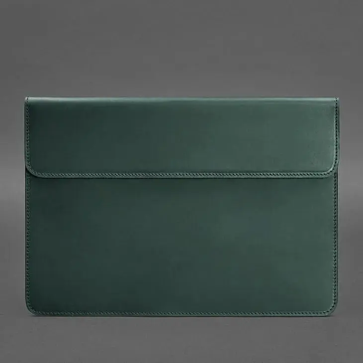 Шкіряний чохол-конверт BlankNote Crazy Horse на магнітах для MacBook 13 Зелений - фото 4