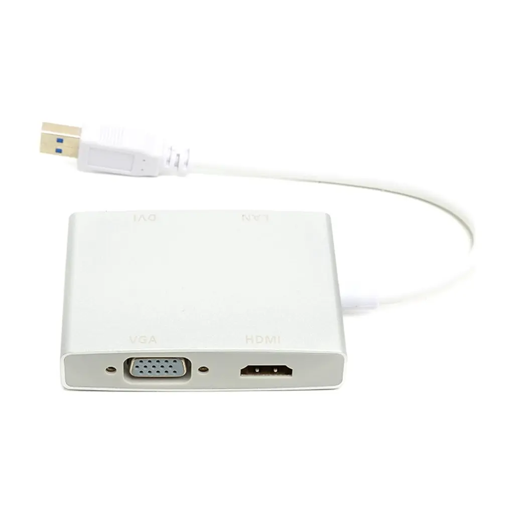 Перехідник PowerPlant USB 3.0 to HDMI, DVI, VGA, RJ45 Gigabit Ethernet (CA912087) - фото 3