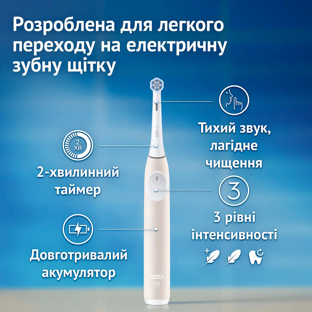 Набір: електрична зубна щітка Oral-B iO 2 ніжно-рожева + змінні насадки до електричної зубної щітки Oral-B iO Gentle Care ніжний догляд 4 шт. - фото 4