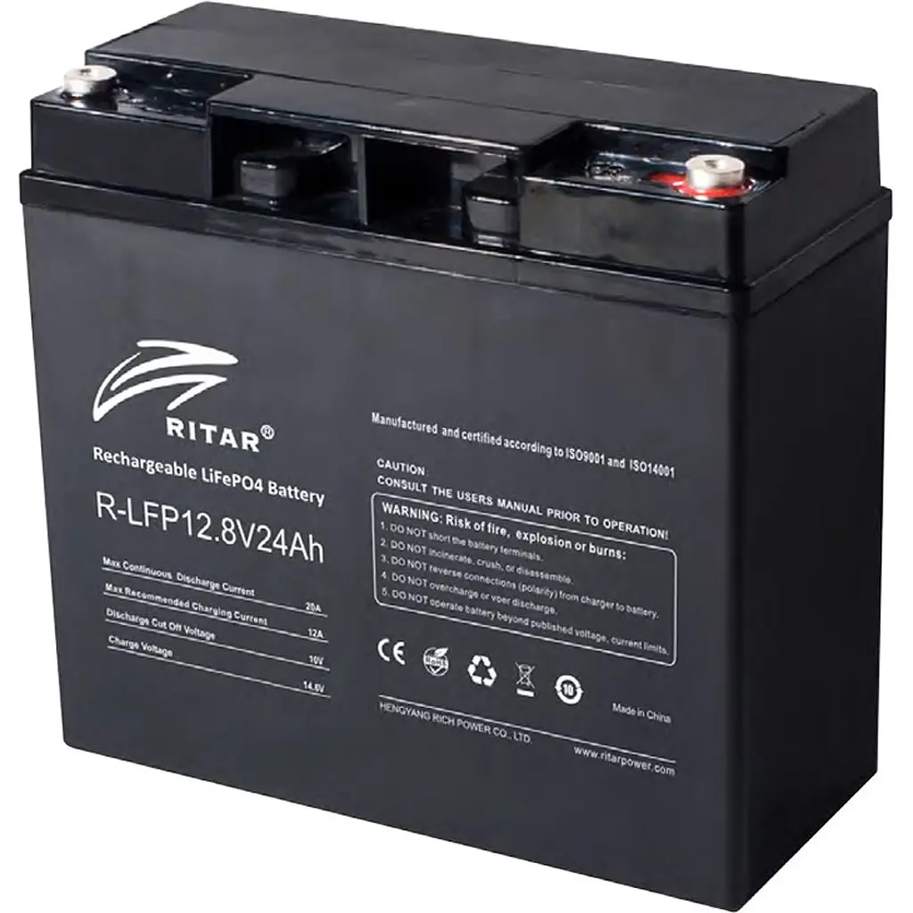 Акумулятор Ritar LiFePO4 12V (12.8V/24Ah/307.2Wh) (R-LFP 12.8V 24Ah) [168176] - фото 3