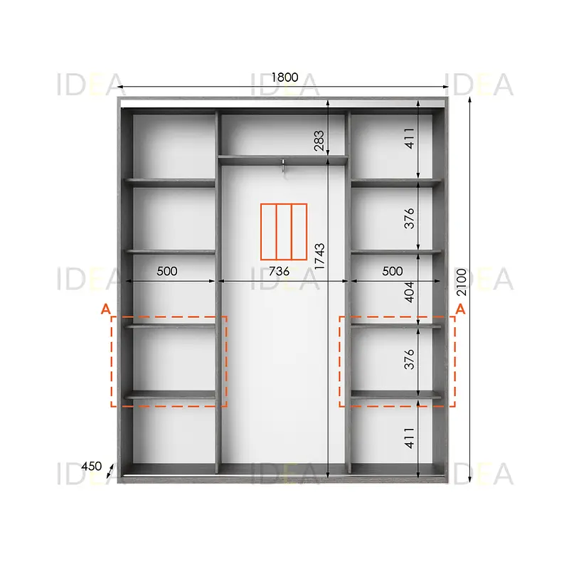 Шафа-купе Idea серія 7 180 x 45 x 210 см Венге темний - фото 2