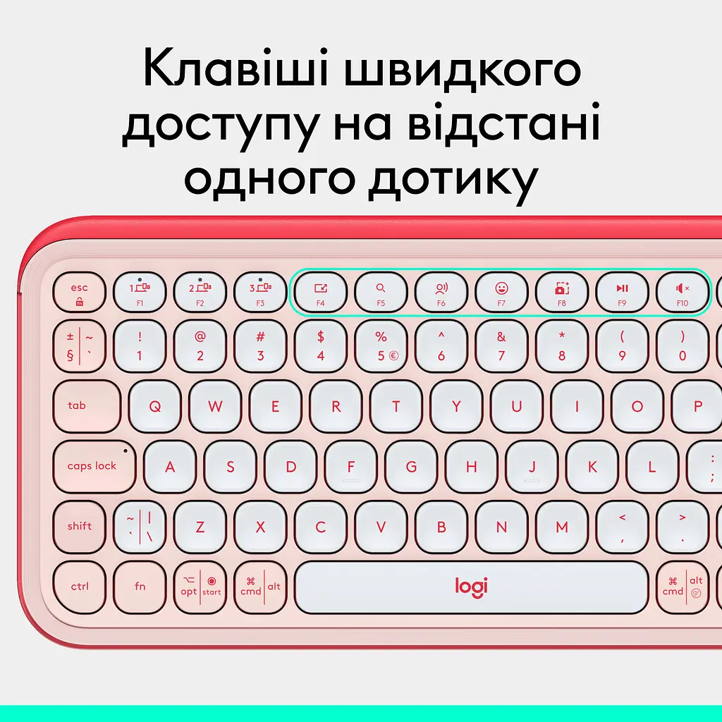Клавіатура Logitech POP Icon Keys Bluetooth UA Rose (920-013073) [120870] - фото 12