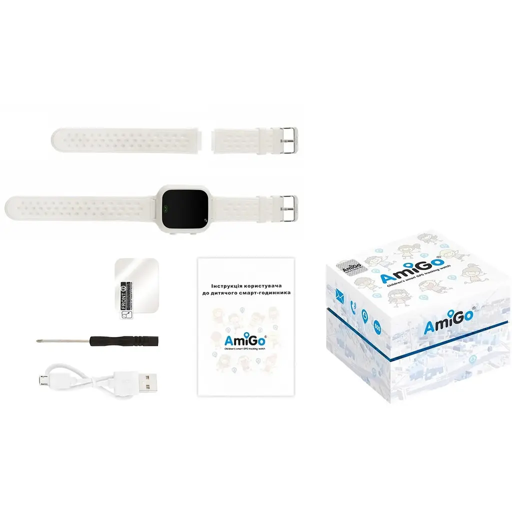 Smart Watch AmiGo GO009 Camera+LED WIFI White UA UCRF - фото 3