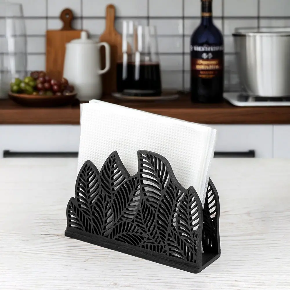 Дерев'яна серветниця VANZA LEAF stand S чорна - фото 3